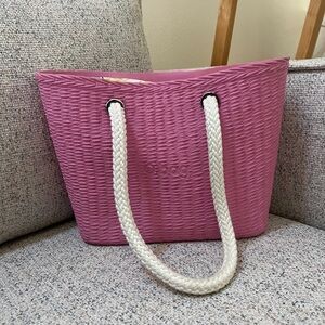 O bag Pink Tote with White Handles